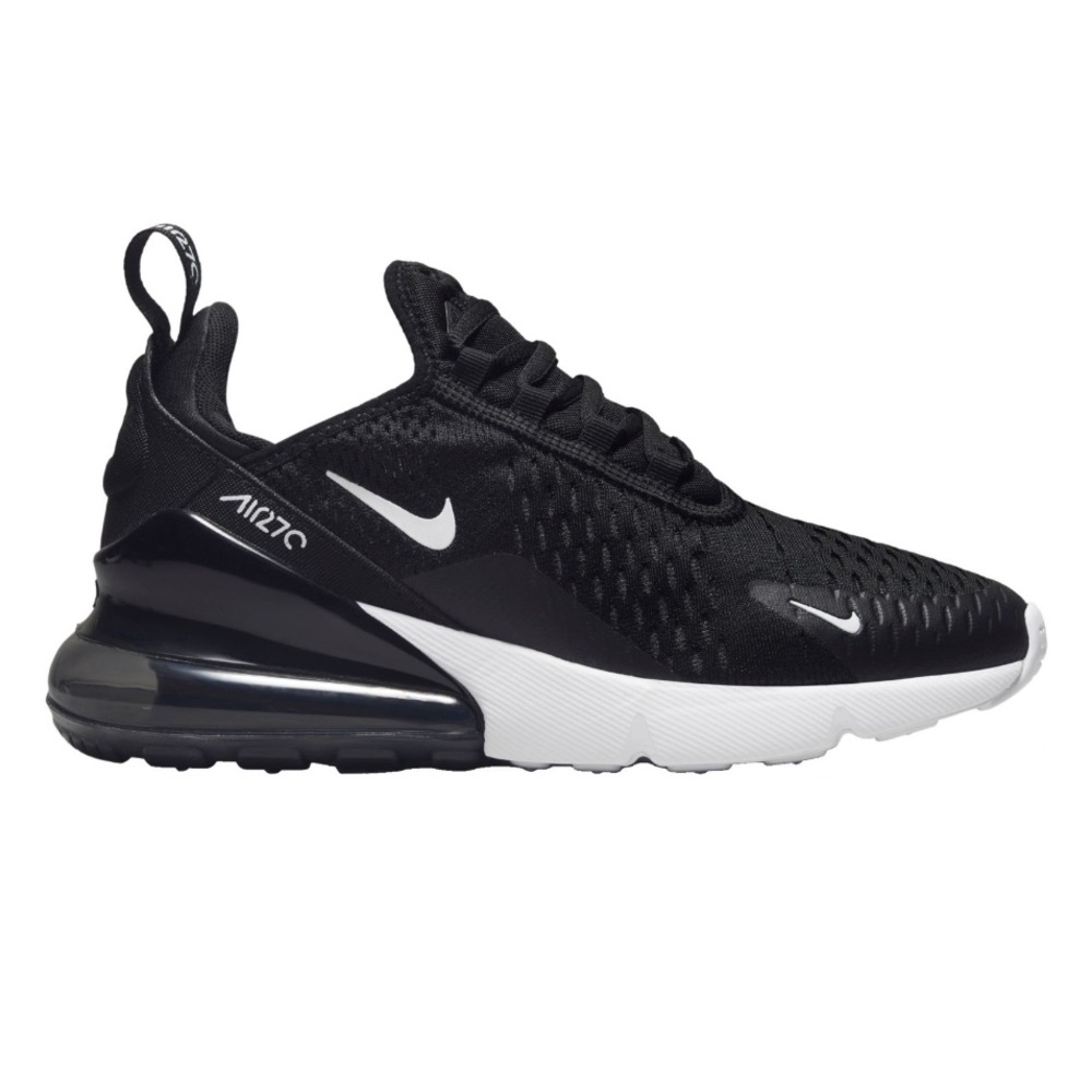 NIKE KIDS AIR MAX 270 YOUTH GRADE SCHOOL GS BLACK WHITE